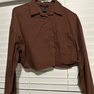 forever 21 tops - brown cropped button up